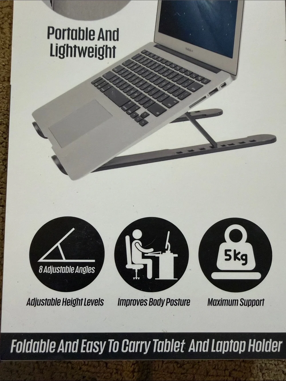 Portable Adjustable Laptop Stand - Black